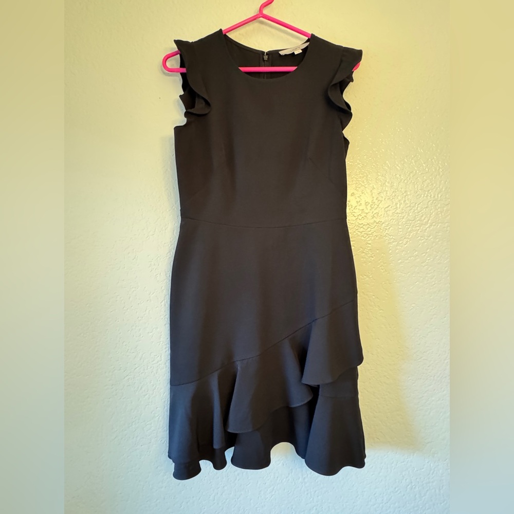 LOFT, Elegant Black Ruffle Dress, Size 0